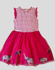 Mini Boden Girls Pink Striped Elephant Parade Tulle Dress