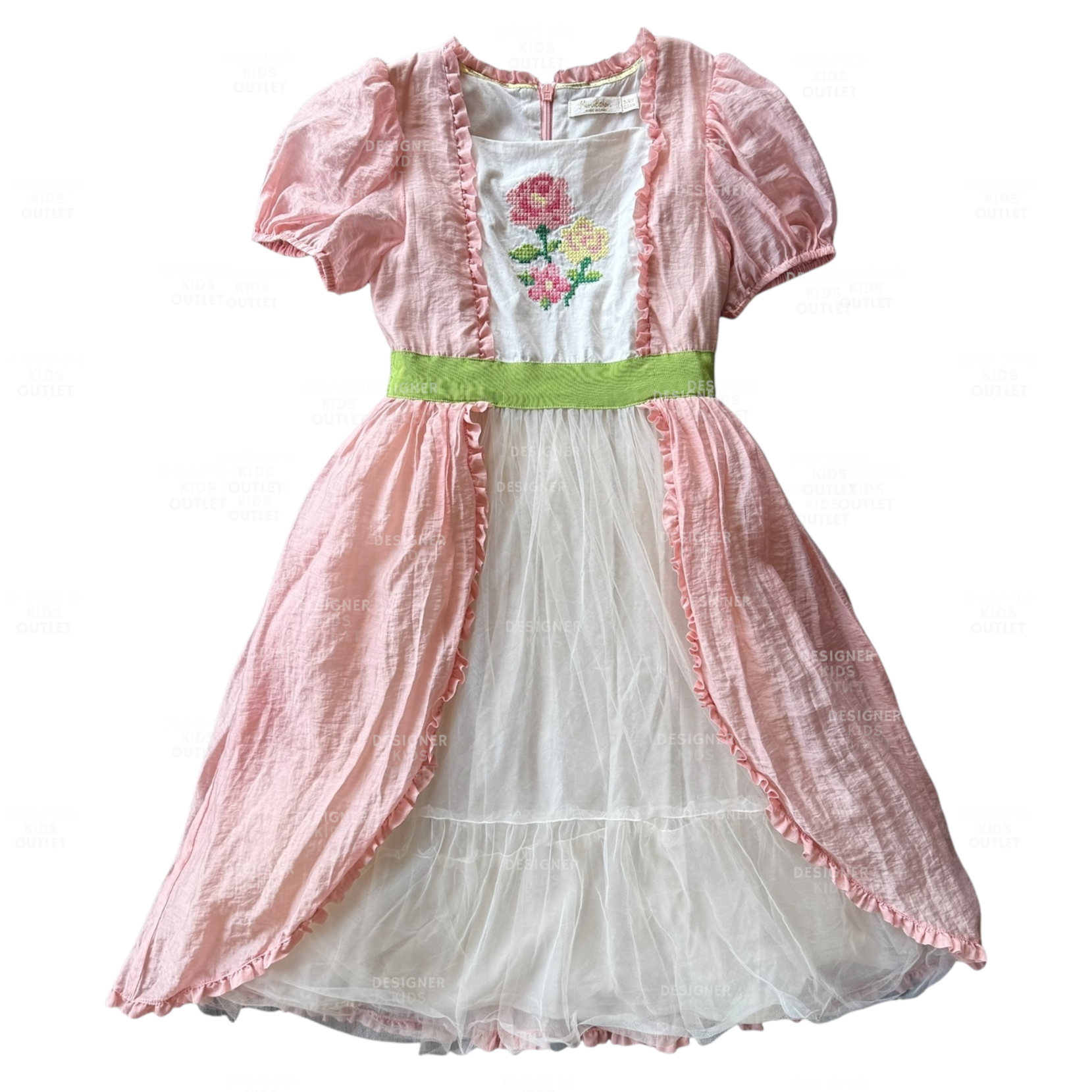 Mini Boden Girls Rose Puff Sleeve Tulle Dress