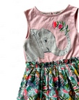 Mini Boden Girls Jungle Safari Elephant Cotton Dress