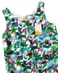Mini Boden Girls Floral Tropical Sleeveless Strappy Blue Green One Piece Romper Jumpsuit