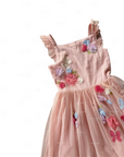 Mini Boden Girls Flutter Flower Appliqué Tulle Dress- Provence Dusty Pink