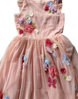Mini Boden Girls Flutter Flower Appliqué Tulle Dress- Provence Dusty Pink