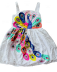 Mini Boden Girls Peacock Appliqué Party Dress