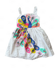 Mini Boden Girls Peacock Appliqué Party Dress