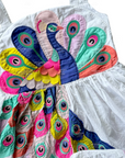 Mini Boden Girls Peacock Appliqué Party Dress