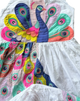 Mini Boden Girls Peacock Appliqué Party Dress