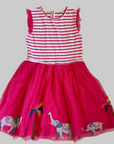 Mini Boden Girls Pink Striped Elephant Parade Tulle Dress