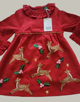 Mini Boden Baby Girls Red Reindeer Appliqué Dress