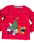 Mini Boden Girls Holiday Appliqué Long Sleeve Shirt - Christmas Red