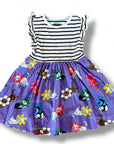 Mini Boden Girls Posie Frill Flower Cats Sleeve Dress - Aster Purple