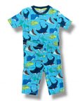 Mini Boden Boys Snug Short John Pajamas - Caribbean Blue Rays