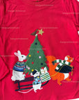 Mini Boden Girls Holiday Appliqué Long Sleeve Shirt - Christmas Red