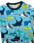 Mini Boden Boys Snug Short John Pajamas - Caribbean Blue Rays