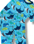 Mini Boden Boys Snug Short John Pajamas - Caribbean Blue Rays