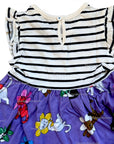 Mini Boden Girls Posie Frill Flower Cats Sleeve Dress - Aster Purple