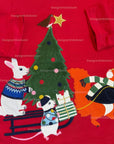 Mini Boden Girls Holiday Appliqué Long Sleeve Shirt - Christmas Red