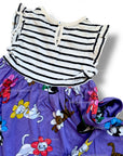 Mini Boden Girls Posie Frill Flower Cats Sleeve Dress - Aster Purple