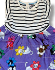 Mini Boden Girls Posie Frill Flower Cats Sleeve Dress - Aster Purple