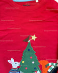 Mini Boden Girls Holiday Appliqué Long Sleeve Shirt - Christmas Red