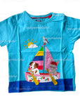 Mini Boden Baby Girls Big Appliqué T-shirt Aqua Boat