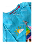 Mini Boden Baby Girls Big Appliqué T-shirt Aqua Boat