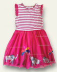 Mini Boden Girls Pink Striped Elephant Parade Tulle Dress