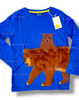 Mini Boden Boys Faux Fur Brown Bear Long Sleeve Tee – Royal Blue