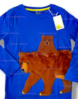 Mini Boden Boys Faux Fur Brown Bear Long Sleeve Tee – Royal Blue