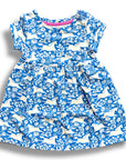 Mini Boden Girls Blue Horse Print Jersey Dress - Peacock Plume Blue