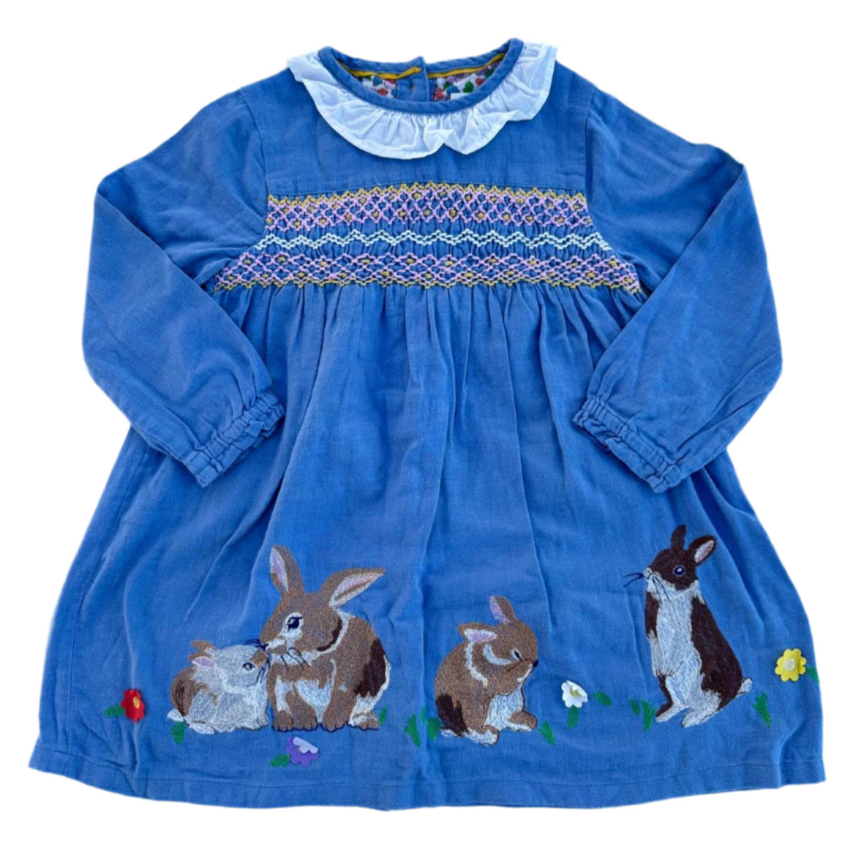 Mini Boden Nostalgic Woven Dress Riviera Blue Bunnies Baby Girl Easter –  Designer Kids Outlet
