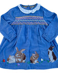 Mini Boden Nostalgic Woven Dress Riviera Blue Bunnies Baby Girl Easter Dress