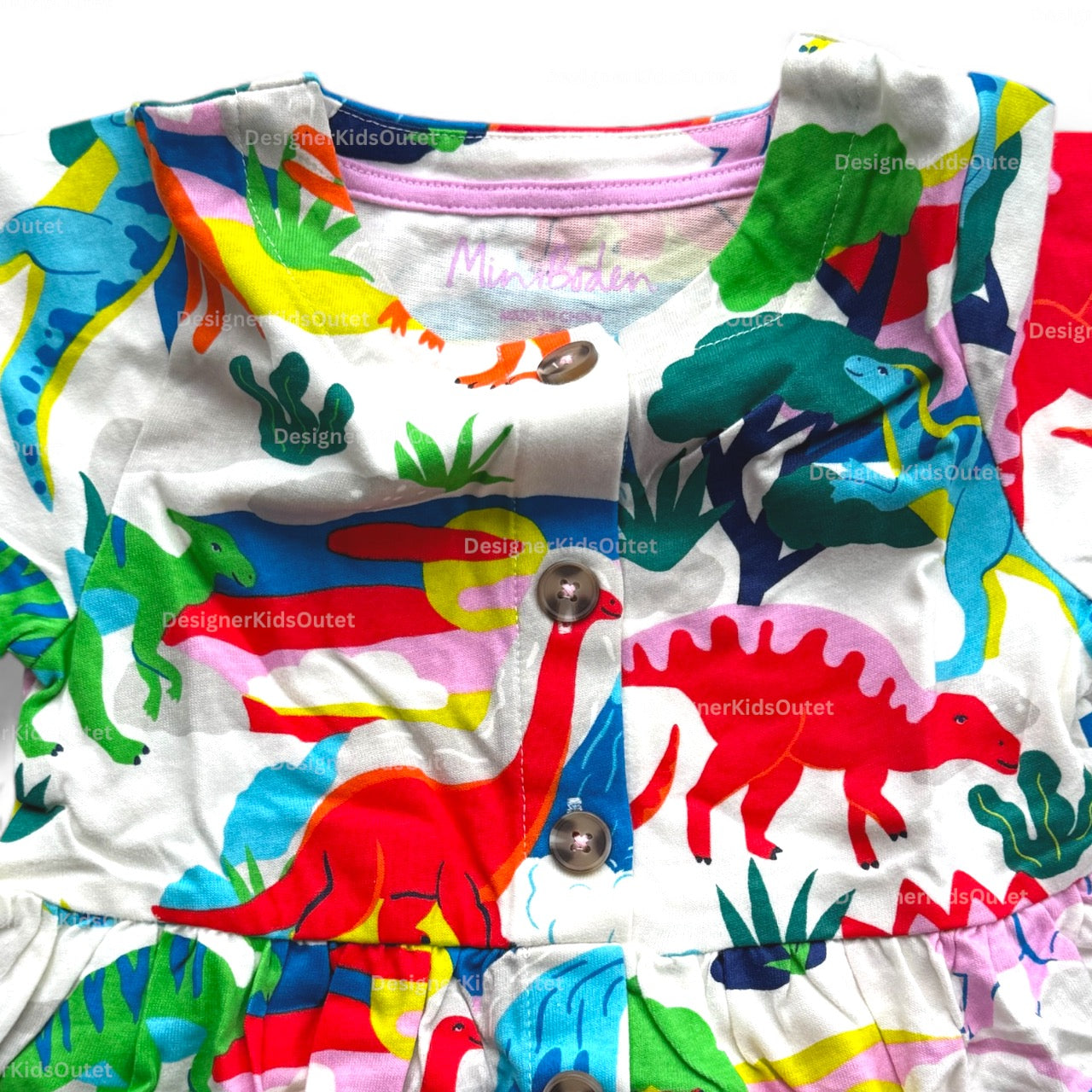 mini boden dinosaur dress Mini Boden Kids' Print Jersey Button-Up Dress in Ivory Dinosaur Sunset at Nordstrom, Size 4-5Y