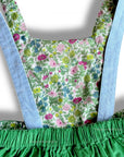 Mini Boden Girls Pond Scene Pinafore Dress - Iguana Green