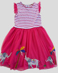 Mini Boden Girls Pink Striped Elephant Parade Tulle Dress