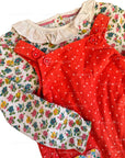 Pre-Loved Mini Boden Cord Dungaree Set - Strawberry Tart Pin Spot Heart