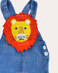 Baby Boden Boys Safari Denim Romper Lion Romper - Sky Blue & Yellow
