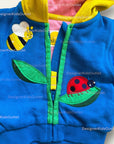 Pre-Loved Mini Boden Girls Appliqué Hoodie Blue Flower Baby Boden
