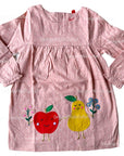 NWOT Baby Boden Mini Boden Fruit Appliqué Dress Girls Apple & Pear