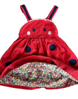 Pre-Loved Mini Boden Baby Girls Red Cord Ladybird Pinafore Pinnie Dress