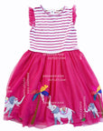 Mini Boden Girls Pink Striped Elephant Parade Tulle Dress