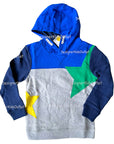 Mini Boden Boys Hoodie Sweatshirt Colourblock Hoodie Grey Marl Star