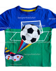Mini Boden Boy's Sports Appliqué T-Shirt in Brilliant Blue Football Soccer