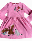 NWOT Mini Boden Baby Girls' Woodland Animals Appliqué Dress Christmas