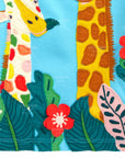 Mini Boden Girls Safari Appliqué T-Shirt in Aqua Blue Giraffe