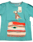 Mini Boden Mouse Ballerina Dreams Pea In the Pod Teal Top Shirt Appliqué Girls