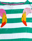Mini Boden Flamingo Tunic Short-Sleeved Green Tunic with Flamingo Appliqué Dress