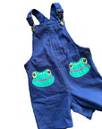 Mini Boden Overalls in Rich Emerald Green Frogs Short Romper