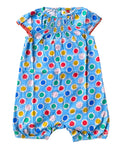 Baby Boden Girls Floral Romper Blue with Colorful Daisy Flowers