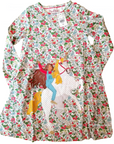 Mini Boden Girls Autumn Berry Unicorn Big Appliqué Jersey Floral Dress