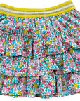 Pre-Loved Mini Boden Ruffled Floral 3 Tiered Flare Skirt with Stretch Waist